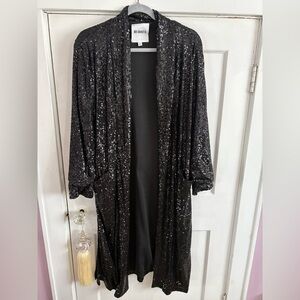 BB Dakota Black Sequin Open Cardigan